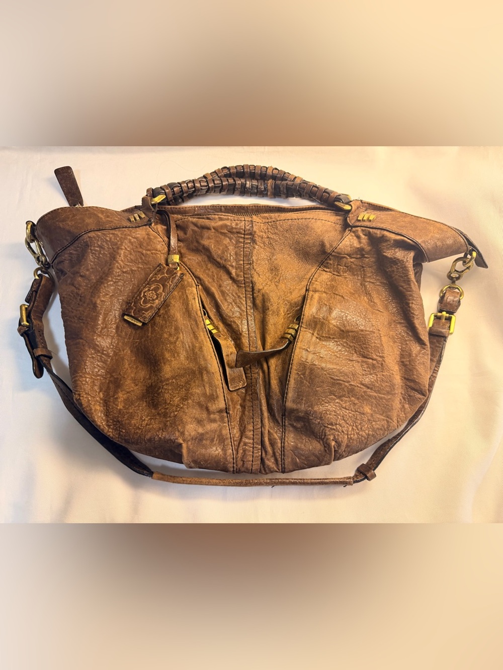 orYANY Beautiful Soft Brown Leather Heather XL Hobo Bag with Fun Interior